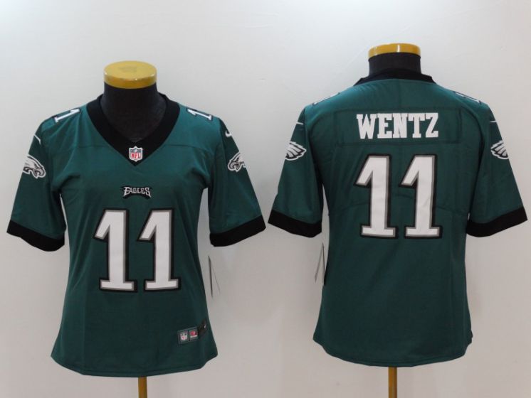 Women Philadelphia Eagles #11 Wentz Green Nike Vapor Untouchable Limited NFL Jerseys->->Women Jersey